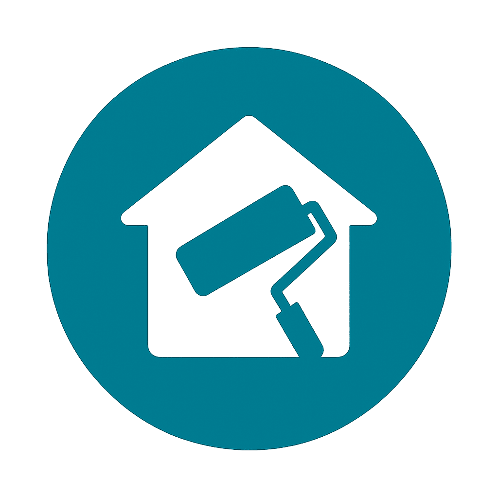 Residential painting services icon – house with paint roller